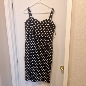 Collectif Black and White Polka Dot Midi Dress New With Tags